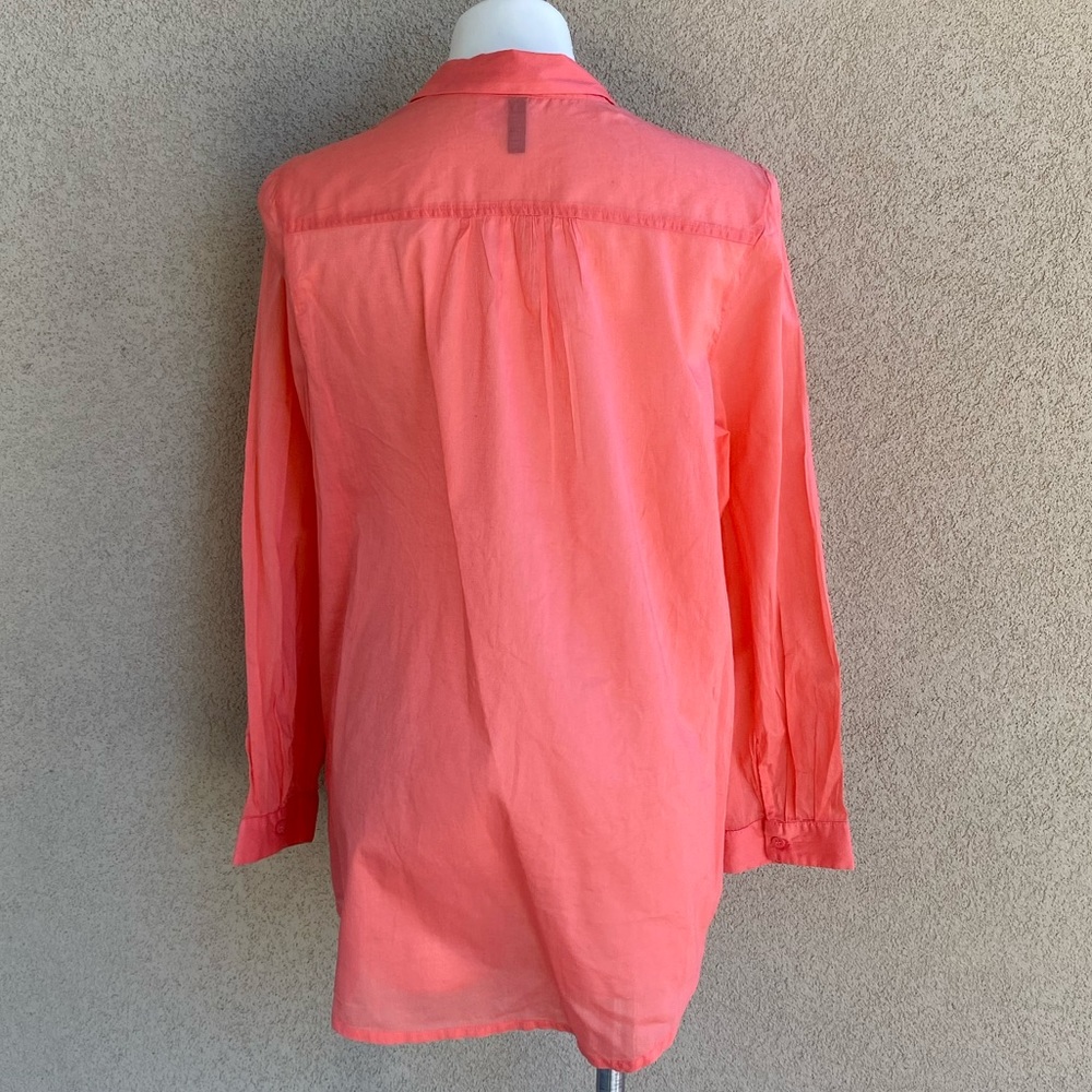 Orange Crush Button Down Boyfriend Shirt Dress - Picture 2 of 6